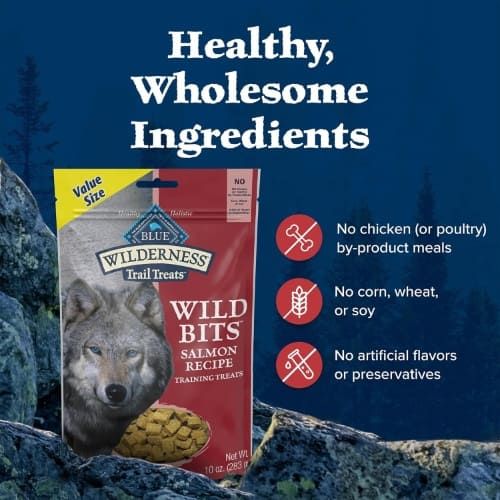 Blue Buffalo Wilderness Trail Treats Wild Bits for Dogs, Grain-free, Salmon Recipe, 10 oz Bag