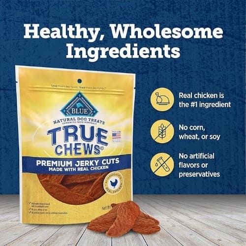 Blue Buffalo True Chews Premium Jerky Cuts Dog Treats, Natural Ingredients Chicken, 4 oz, Bag