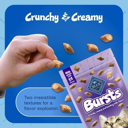 Blue Buffalo Bursts Crunchy and Creamy Cat Treats, Great for Training, Delish Liver and Beef, 5 oz, Bag