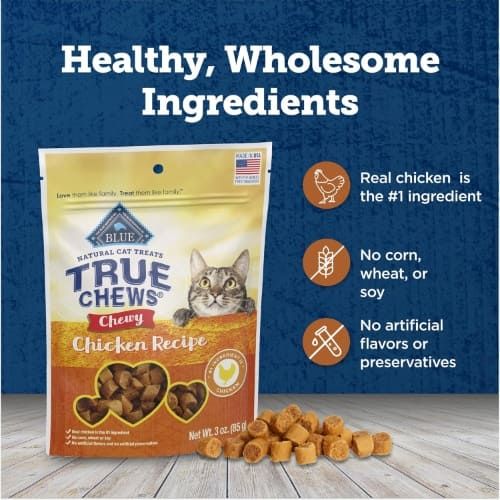 Blue Buffalo True Chews Natural Chewy Cat Treats, Chicken Recipe, 3 oz, Bag