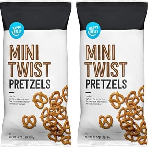Happy Belly Mini Twist Pretzels, Low Fat, 16 oz, Bag