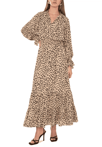 Vince Camuto Women's Printed Smocked-Waist Maxi Dress