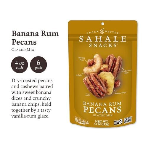 Sahale Snacks Banana Rum Pecans Glazed Mix, 4 oz
