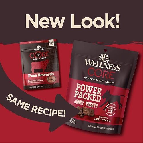 Wellness Core Craveworthy Treats, Power Packed Jerky Treats, Grain Free, Beef Recipe, 4 oz