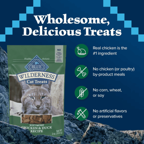 Blue Buffalo Wilderness Soft-moist Cat Treats, Chicken & Duck Recipe, Grain-free, 2 oz Bag