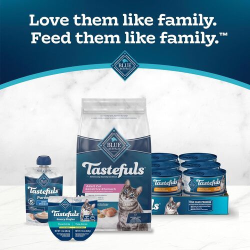Blue Buffalo Tastefuls Deliciously Healthy Cat Food for Adult Cats, Sensitive Stomach, Chicken & Brown Rice Recipe, 15 lb Bag