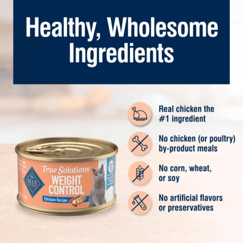 Blue Buffalo True Solutions Natural Food for Adult Cats, Weight Control, Chicken Recipe, 3 oz Can, Case of 24