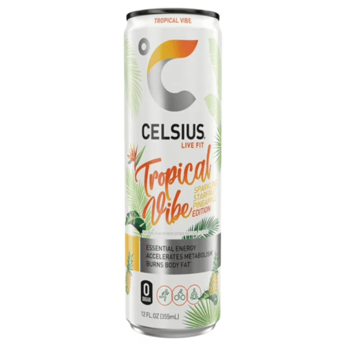 CELSIUS Tropical Vibe, Sparkling Starfruit Pineapple Edition, Functional Energy Drink, 12 fl oz, Single Can