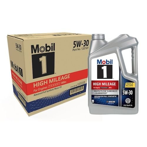 Mobil 1 High Mileage Full Synthetic Motor Oil 5W-30 5 Quart Pack of 3