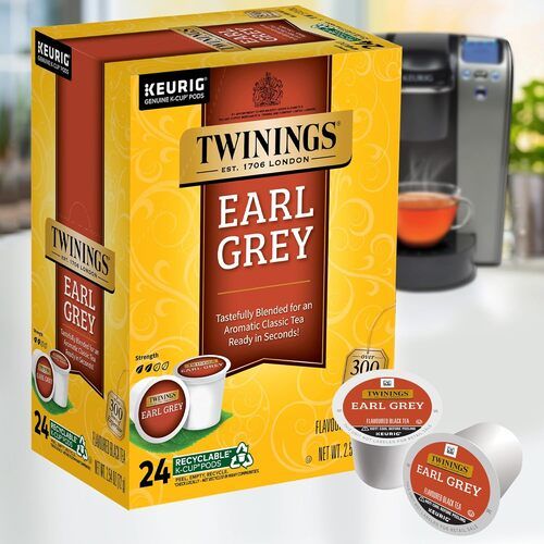 Twinings Earl Grey Black Tea K-Cup Pods for Keurig, Flavoured with Citrus and Bergamot, Caffeinated, 24 Count, Pack of 2