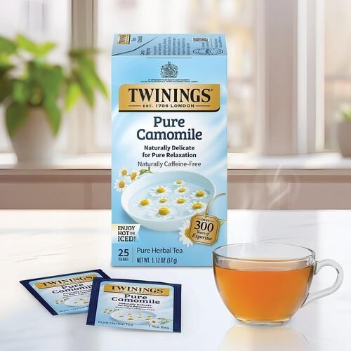 Twinings Herbal Tea, Pure Camomile, Naturally Caffeine Free, Bags, 25 Count, 1.32 oz