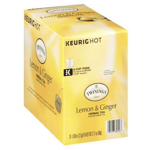 Twinings Lemon & Ginger Herbal Tea, Naturally Caffeine Free, K-Cup, 24 Box, Bundle of 2 Boxes