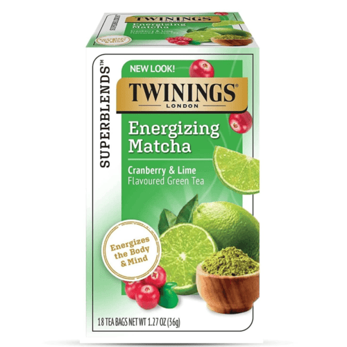 Twinings Superblends Energizing Matcha Flavoured Green Tea, Cranberry & Lime, 18 Tea Bags, 1.27 oz