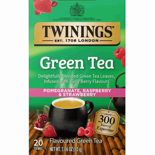 Twinings Flavoured Green Tea, Pomegranate, Raspberry & Strawberry, 20 Tea Bags, 1.06 oz