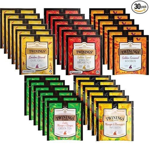 Twinings Large Leaf Pyramid Tea Bag Variety, Discovery Collection, 5 Flavors, Pack of 30