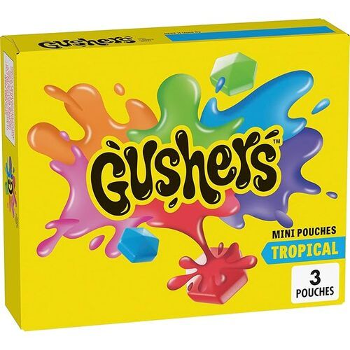 Gushers Tropical Snacks, Fruit Flavored, Mini Pouches, 3 Count, Box, 1.32 oz