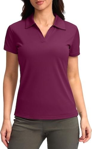 SANTINY Women's Golf Shirt Collared V-Neck Casual Work Tennis Polo