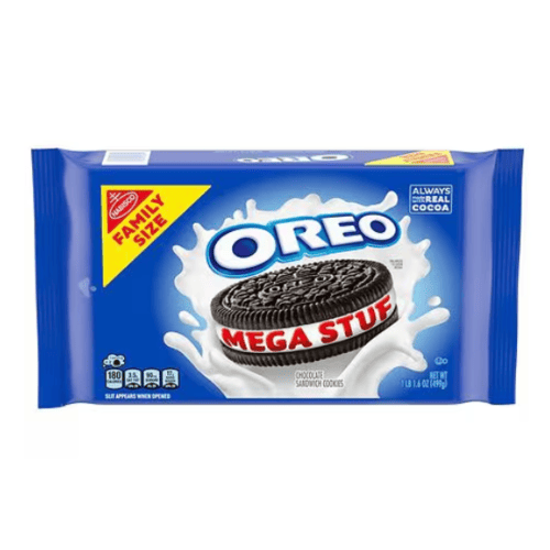Oreo Mega Stuf Chocolate Sandwich Cookies, Real Cocoa, Family Size, 17.6 oz
