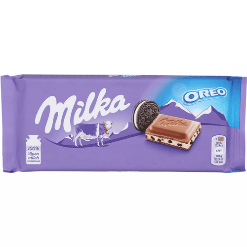 Oreo Milka Bar, 100% Alpen Milch Schokolade, Case of 22, 3.5 oz