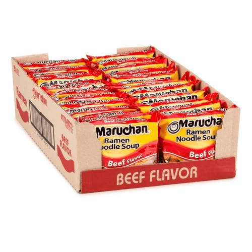Maruchan Ramen Noodle Soup, Beef Flavor, Instant Ready to Eat Meals, 3 oz, 24 Count