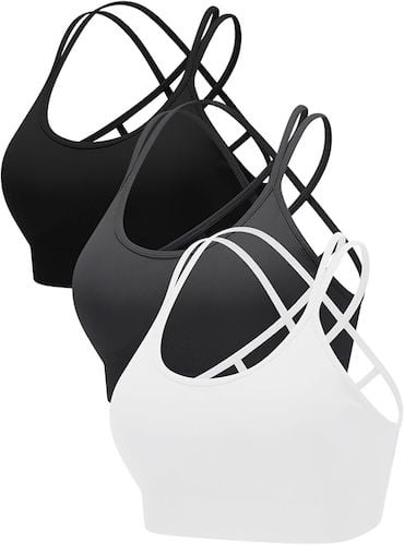 RUNNING GIRL Sports Bras for Women 3 Pack Criss Cross Back Sexy Strappy
