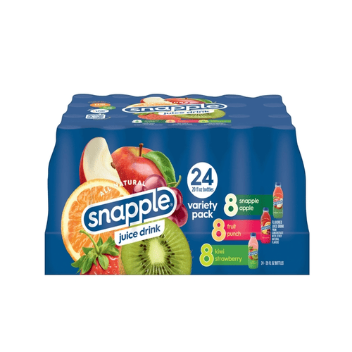 Snapple All Natural Juice Drink, Variety Pack, 24 Bottles, 8 Snapple Apple, 8 Fruit Punch, 8 Kiwi Strawberry, 20 oz