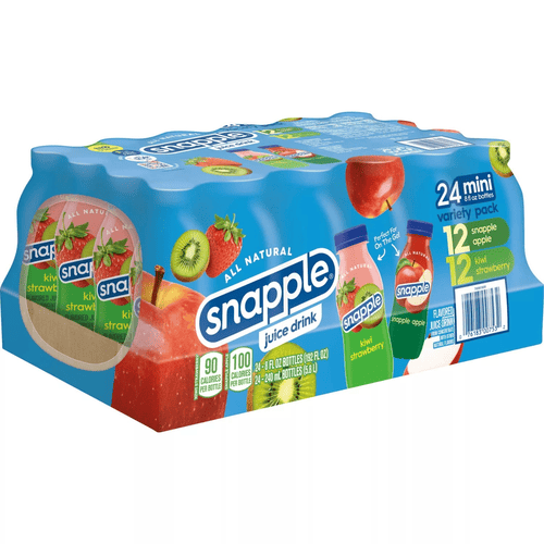 Snapple All Natural Juice Drink, Variety Pack, 24 Mini Bottles, 12 Snapple Apple, 12 Kiwi Strawberry, 8 oz
