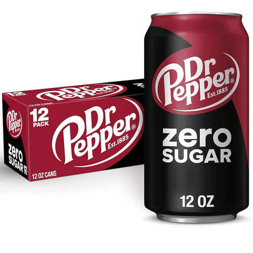 Dr Pepper Zero Sugar Soda, 12 oz, Cans, Pack of 12