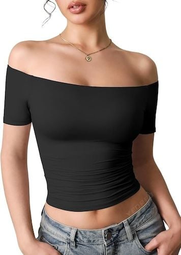 YEOREO Crop Top T-Shirts Tee Tops