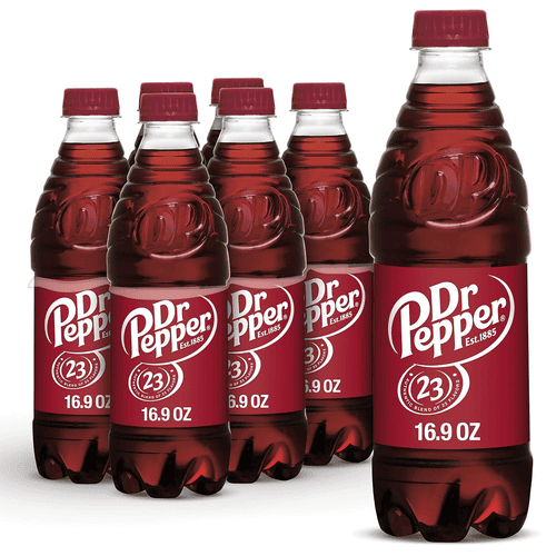 Dr Pepper Authentic Blend of 23 Flavors, Bottle, 16.9 oz, Pack of 6
