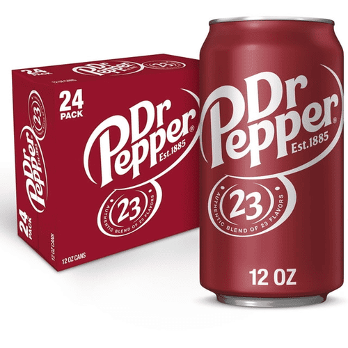 Dr Pepper Soda Pop, Authentic Blend of 23 Flavors, Cans, 12 oz, Pack of 24