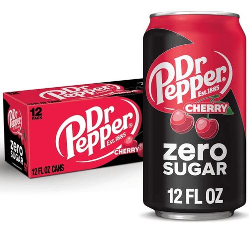 Dr Pepper Cherry Soda Pop, Zero Sugar, Cans, 12 oz, Pack of 12
