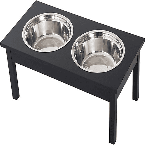 PawHut Dog Bowls, Wooden Elevated, Black