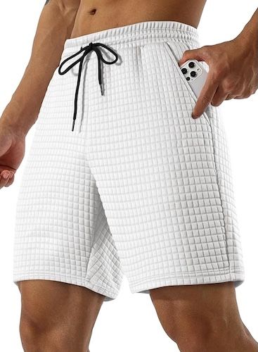 JMIERR Mens Sweat Shorts Casual Stretch Elastic Waist Waffle Workout