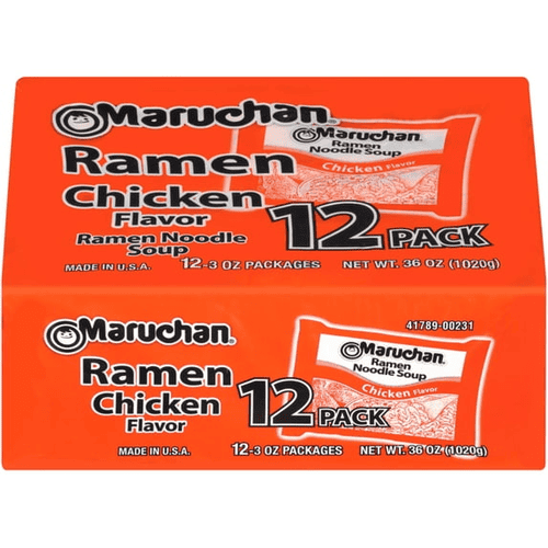 Maruchan Ramen Noodle Soup, Chicken Flavor, Shelf Stable Package, 3 oz, 12 Count