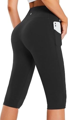 BALEAF Women's Capri Leggings with Pockets High Waisted Knee Length