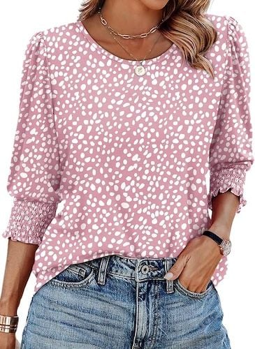 XIEERDUO Blouses for Women Dressy Casual 3/4 Length Sleeve Womens Tops