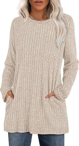 XIEERDUO Long Sleeve Shirts for Women Crewneck Tunic Tops