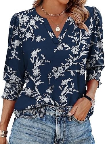 XIEERDUO Blouses for Women Dressy Casual 3/4 Length Sleeve