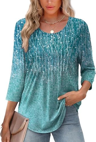 XIEERDUO 3/4 Length Sleeve Tops for Women 2025 Crewneck