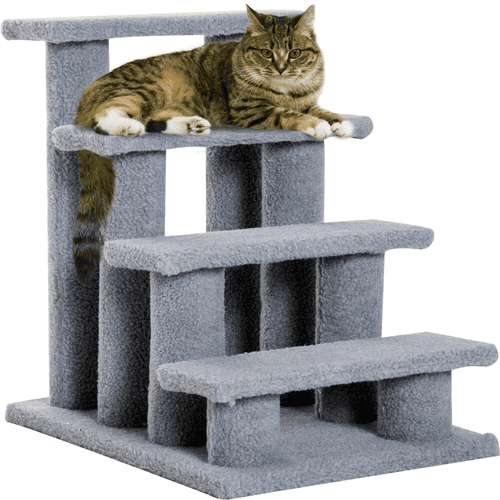 PawHut 25-in Soft Cat Tree with 4 Stairways for Cats and Dogs, Gray