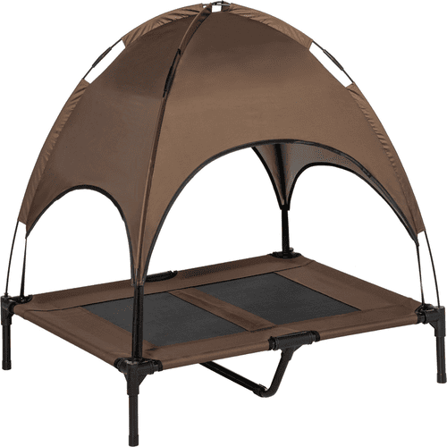 PawHut 36-in Outdoor Covered Elevated Dog Bed, Coffee