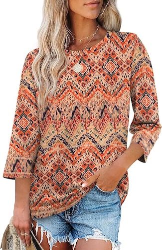 XIEERDUO 3/4 Length Sleeve Tops for Women