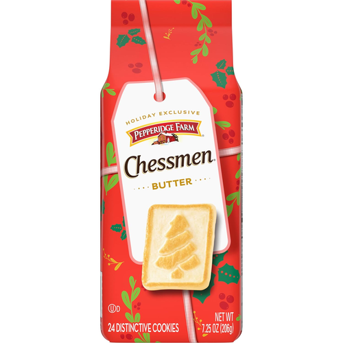Pepperidge Farm Chessmen Butter Cookies, 24 Distinctive Cookies, Holiday Exclusive, 7.25 oz, Bag