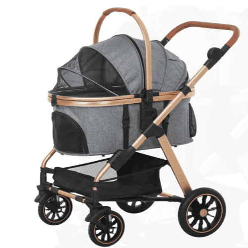 PawHut 3 in 1 Pet Stroller with Detachable Cabin, Storage, Basket, Gray