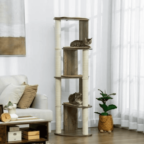 PawHut Corner Jute Tall Cat Tree, 65-in, White