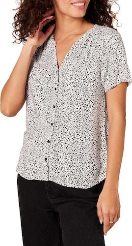 Amazon Essentials Women's Relaxed-Fit Short-Sleeve Woven Blouse
