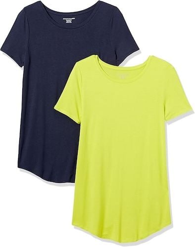 Amazon Essentials Women's Short-Sleeve Scoopneck Tunic 2 Packs