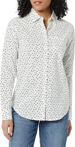 Amazon Essentials Womens Regular-Fit Long-Sleeve Poplin Shirt