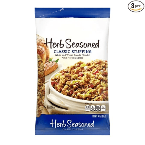 Pepperidge Farm Herb Seasoned Classic Stuffing, White and Wheat Breads Blended with Herbs and Spices, 14 oz, Pack of 3, Bag